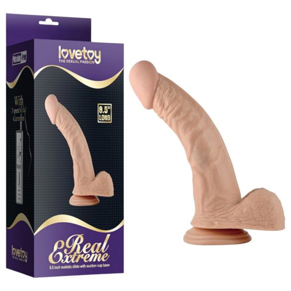 Lovetoy Real Extreme - gode point G avec ventouse et testicules - 21 cm (naturel)