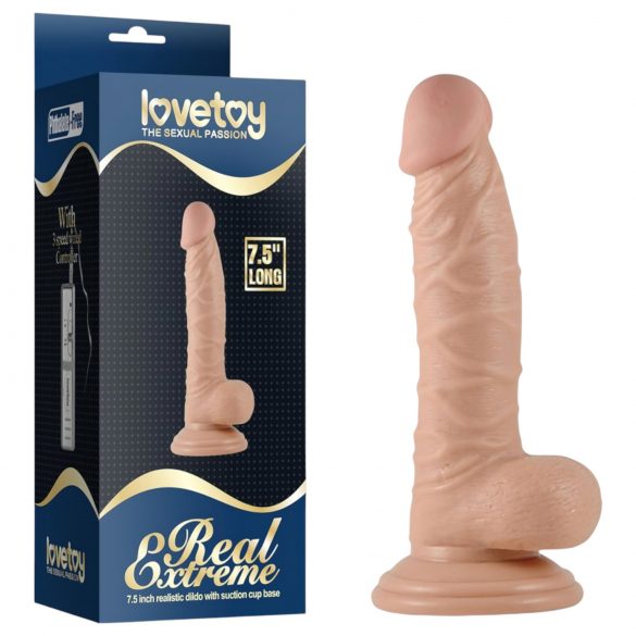 Lovetoy Real Extreme - gode ceinture avec testicules et ventouse pour point G - 19 cm (naturel)