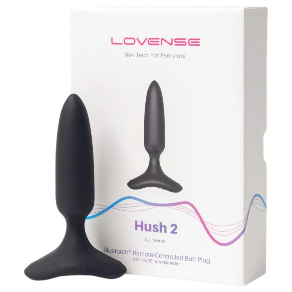 LOVENSE Hush 2 XS - petit plug anal vibrant rechargeable (25mm) - noir