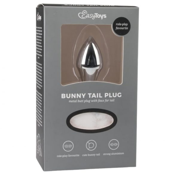 Plug anal en métal avec queue de lapin Easytoys Bunny NO1 (argent-blanc)