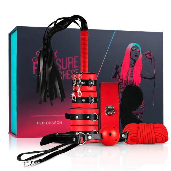 Coffret Secret Pleasure - ensemble BDSM avancé - 10 pièces (rouge)