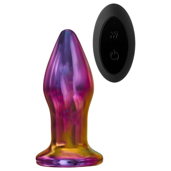 Glamour Glass - vibromasseur anal en verre en forme de cône avec télécommande (multicolore)