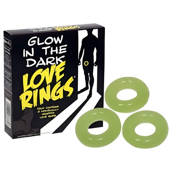 Love Rings - ensemble d'anneaux péniens phosphorescents (lot de 3)