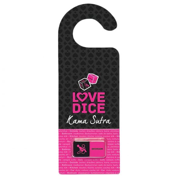 Kit coquin avec dés érotiques et accroche-porte (noir-rose)