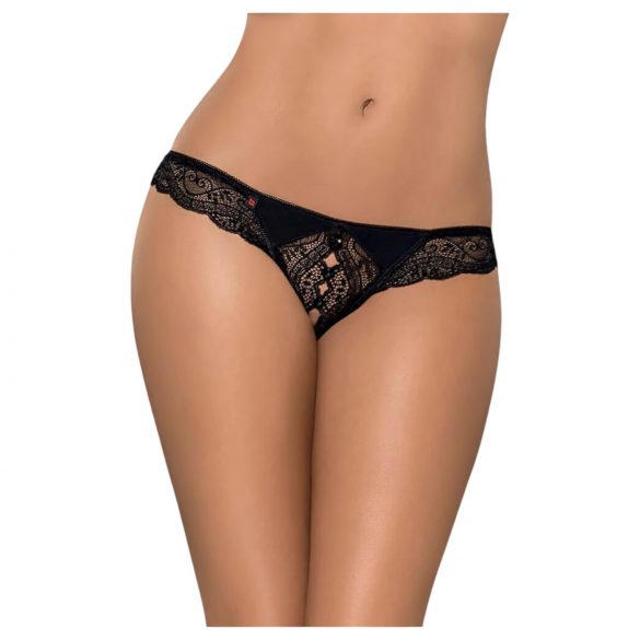 Obsessive Miamor - culotte en dentelle ouverte avec strass (noir)