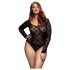 BAC Plus Size - body en dentelle à manches longues - noir (XL-XXL)