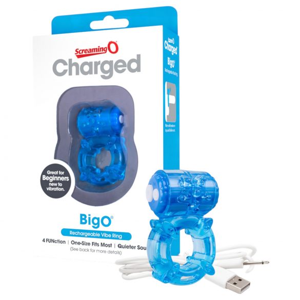 Screaming O BigO - anneau pénien vibrant étoilé rechargeable (bleu)