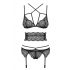 Obsessive Frivolla - ensemble de lingerie en dentelle épicée - 4 pièces (noir)