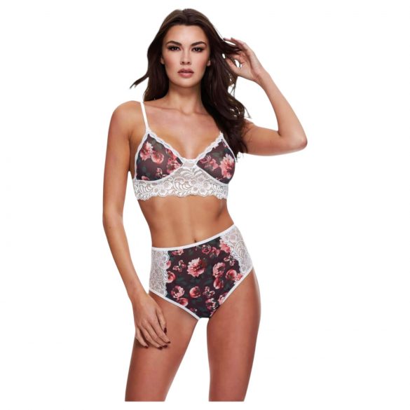 Baci - ensemble soutien-gorge en dentelle fleurie, taille haute