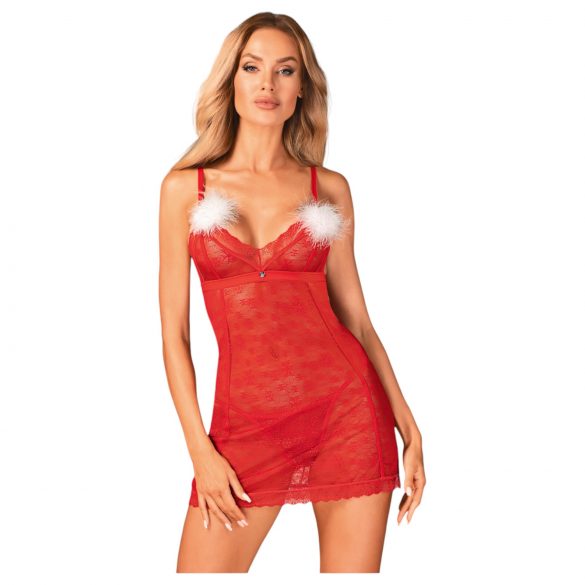 Obsessive Claussica - babydoll et tanga (rouge)